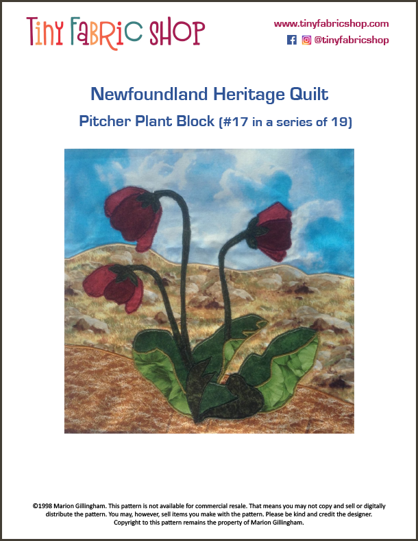 Newfoundland Heritage Quilt #17 of 19 Pitcher Plant Block Pattern