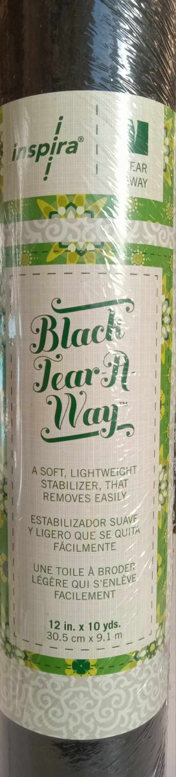 *INSPIRA® Tear-A-Way Stabilizer Black 12" x 10yds
