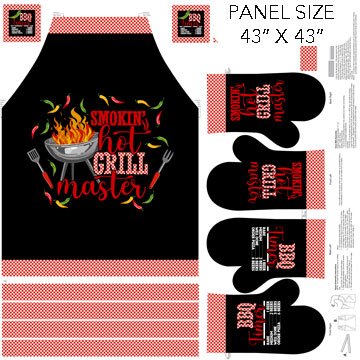 Bin #34 Smokin' Hot Apron/Oven Mitt Panel
