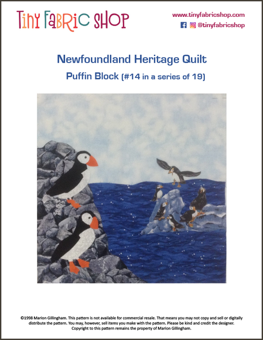 Newfoundland Heritage Quilt #14 of 19 Puffin Block Pattern