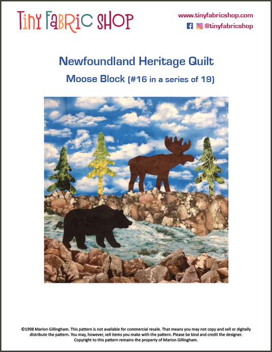 Newfoundland Heritage Quilt  #16 of 19 Moose Block Pattern